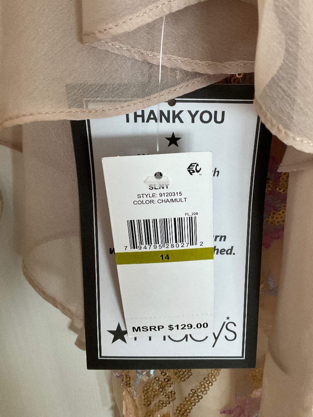 NWT, LADIES COCKTAIL DRESS ATTACHED CREAM COLORED SHEER CAPE OVER SPARKLY DRESS - Picture 7 of 10